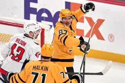Sidney Crosby scores twice as Pittsburgh holds off Washington and Alex Ovechkin in 5-3 victory